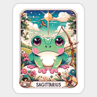 Sagittarius Zodiac Cottagecore Frog Tarot Card Birthday Sticker